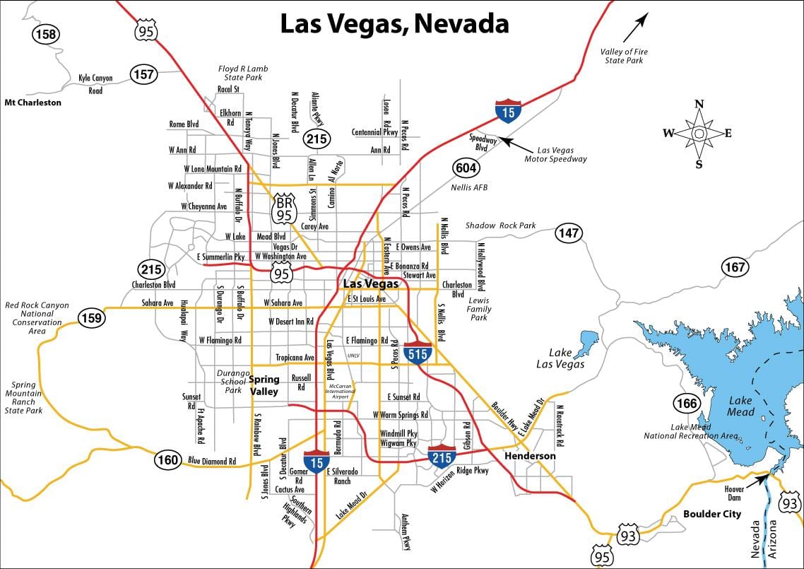 Straßenkarte von Las Vegas
