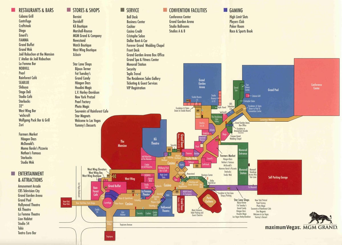 Karte von MGM grand Las Vegas